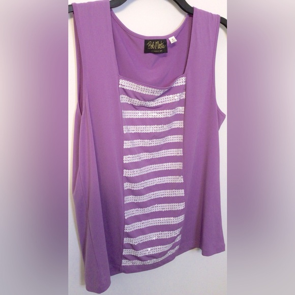 Bob Mackie lavender white blouse size medium - Picture 2 of 5